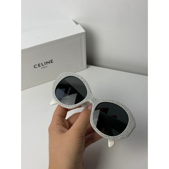 NEW Celine CL4240IS White Crystal Embellished Sunglasses $1050 main image 4
